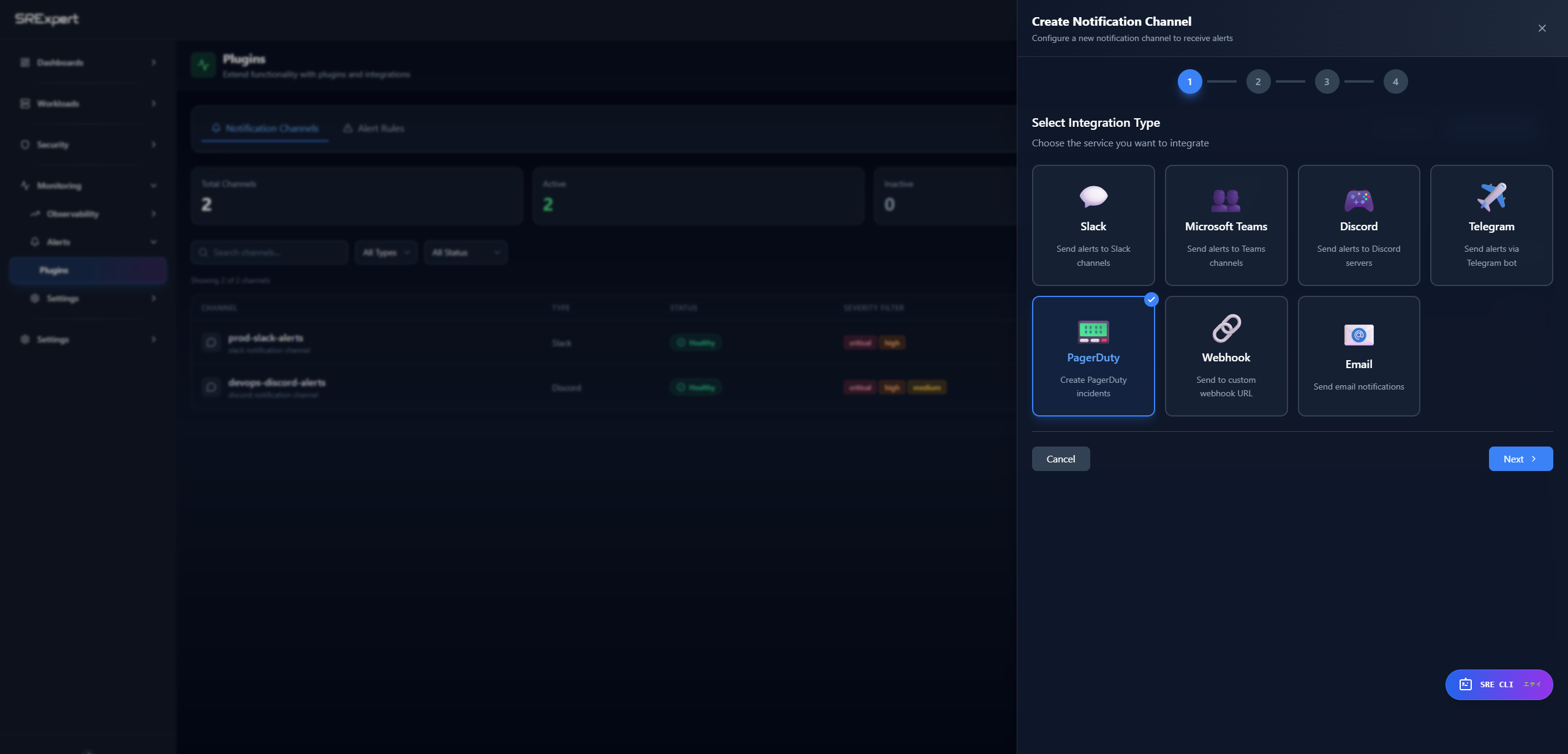 Select PagerDuty integration