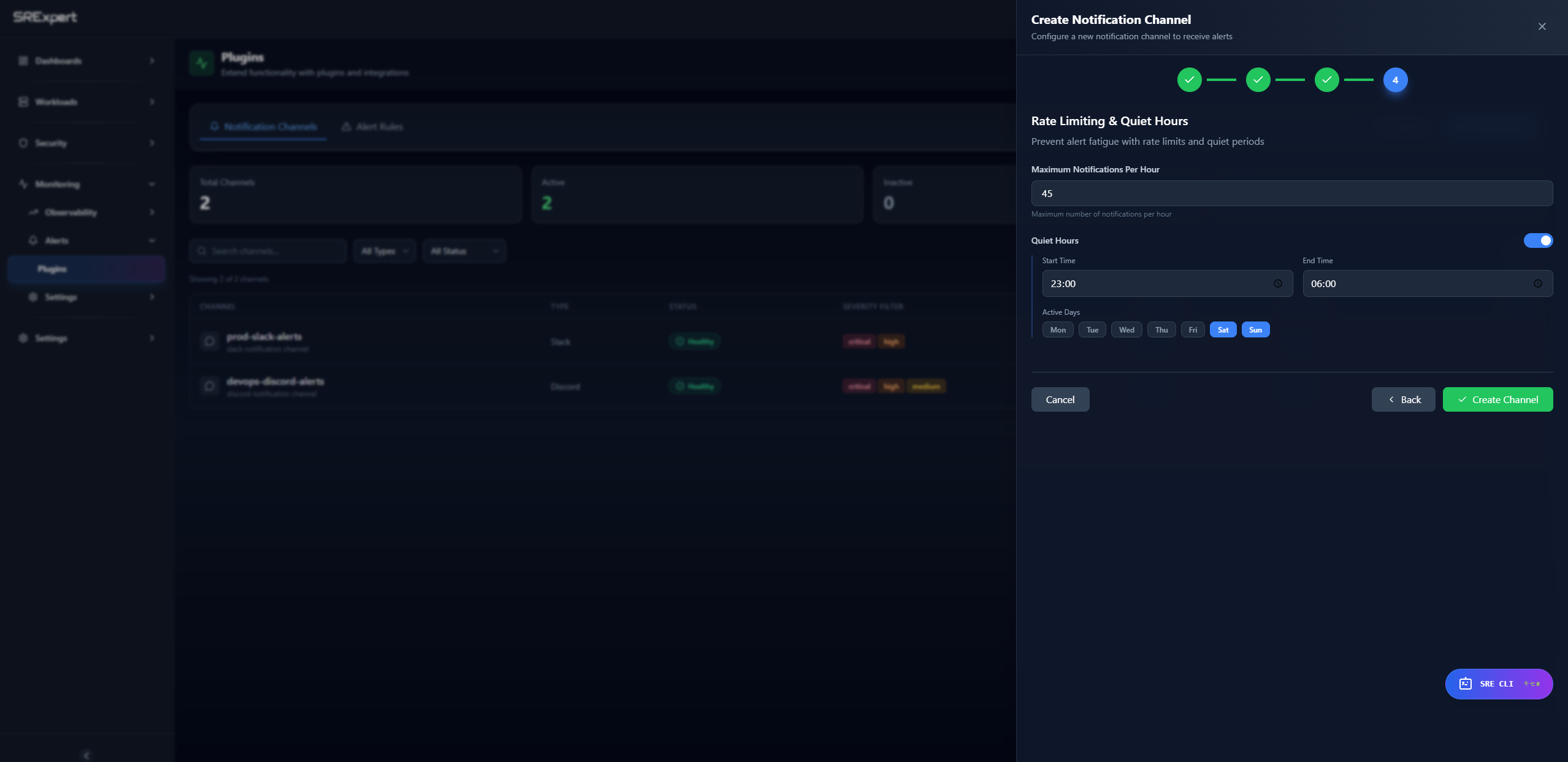 Rate limiting settings