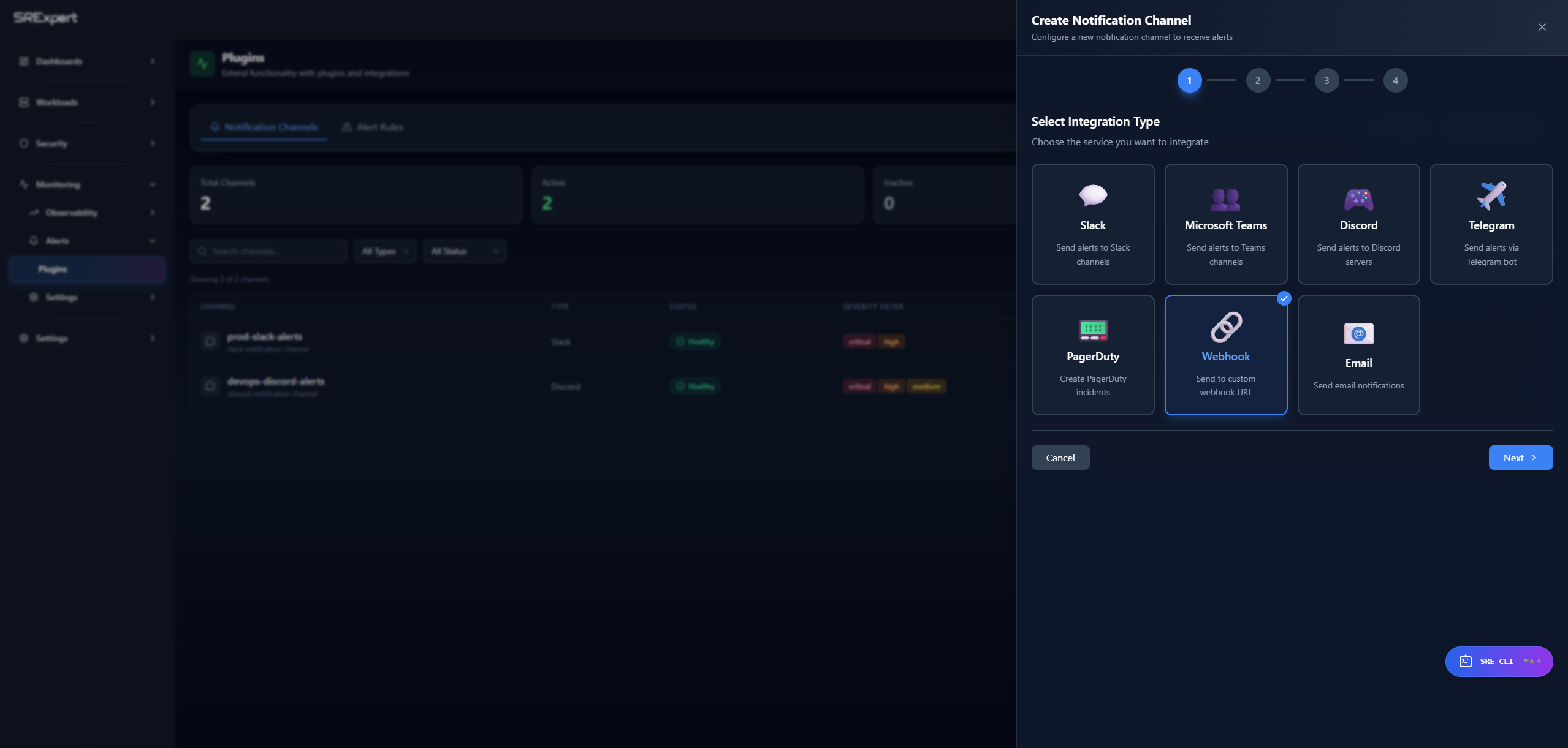 Select Webhook integration
