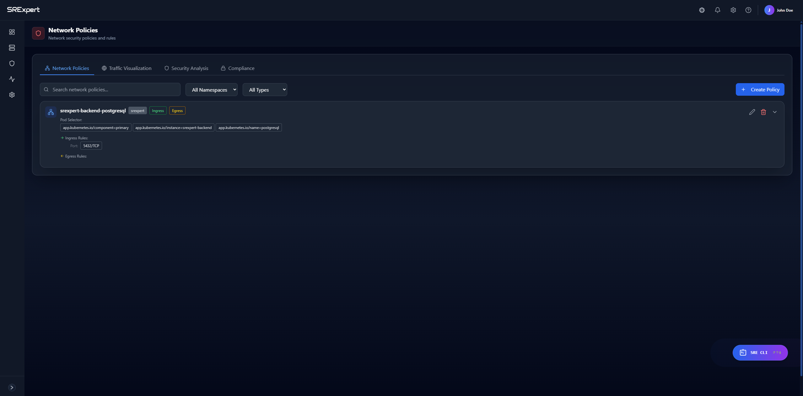 Network Policies List