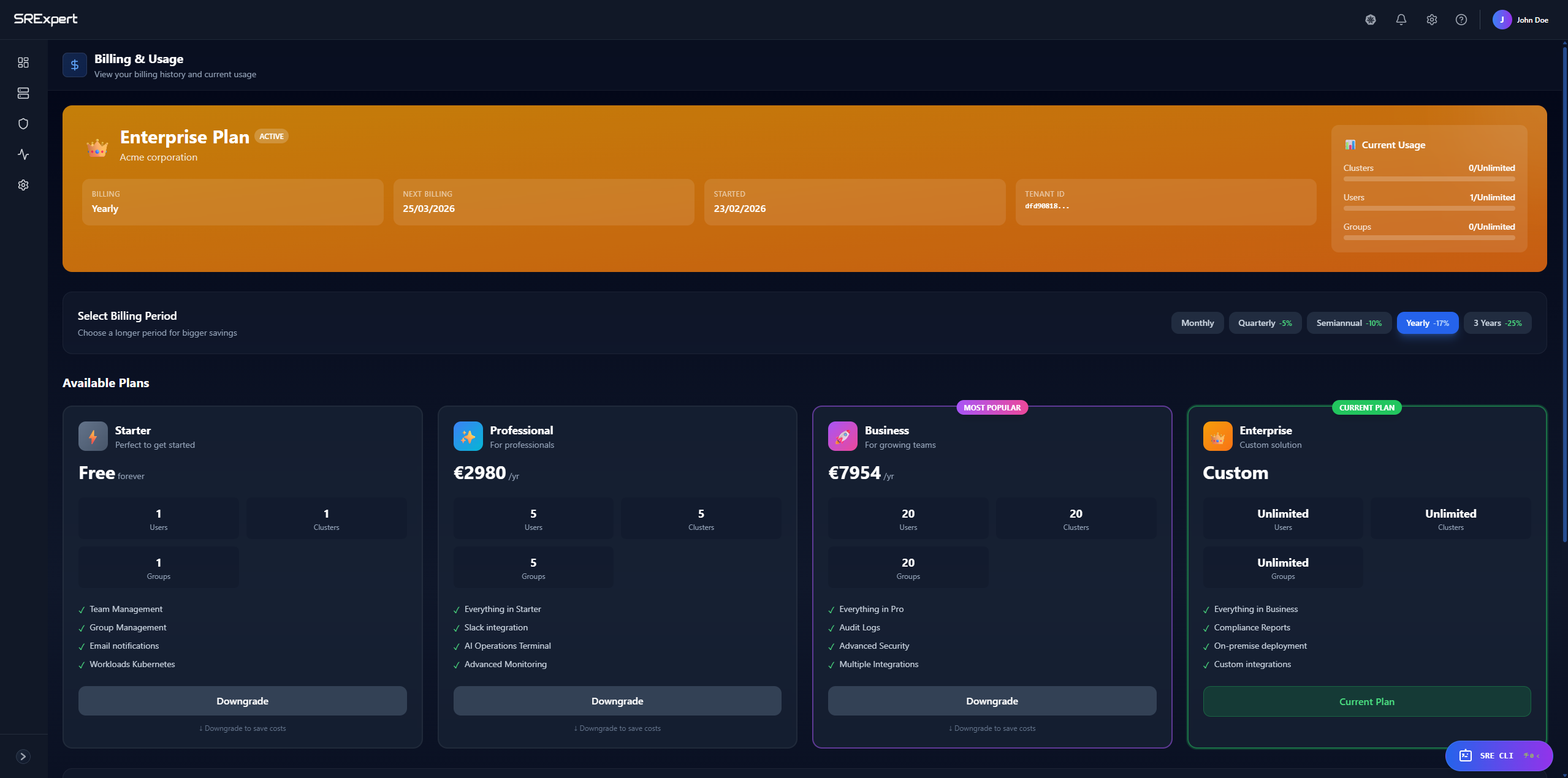 Billing and Licenses